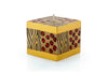 Animal Print 3" x 3" x 3" cube candle. Hand crafted. Each candle is painted with 'prints' of African animals and touches of gold.  Fair Trade products. 