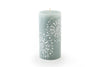 Henna Duck Egg 3" x 6" pillar candle with a henna design painted in white on beautiful duck egg green candle.   