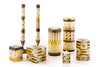 Celebration Black & Gold celebration candle collection.  Stunning!  Hand made and hand painted in South Africa. Fair Trade.  Dinner tapers, pillar candles, cube candles and votive candles.